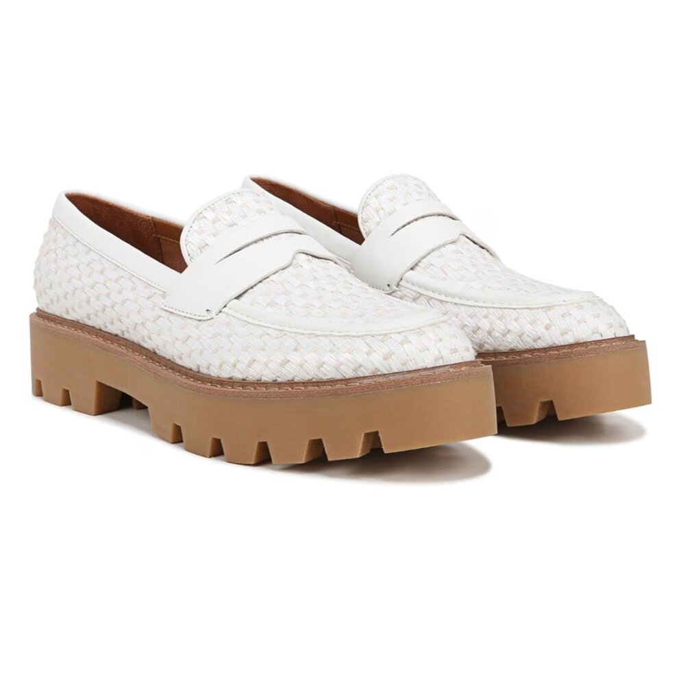 NEW Franco Sarto Balin Platform Loafer (Women) 10M, WHITE Lug Sole